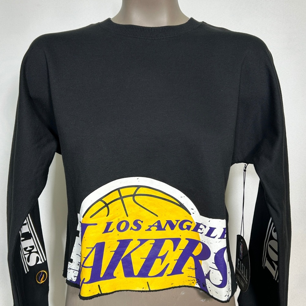 Los Angeles Lakers NBA FISLL Black Cropped Sweatshirt Women's SMALL NWT